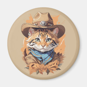 Vintag Cowboy Kitten Design Magnet