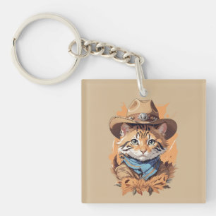 Vintag Cowboy Kitten Design Schlüsselanhänger
