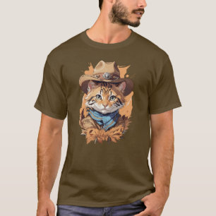 Vintag Cowboy Kitten Design T-Shirt