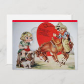 Vintag Cowboy on Bucking Bronco Valentine Postkarte (Vorne/Hinten)