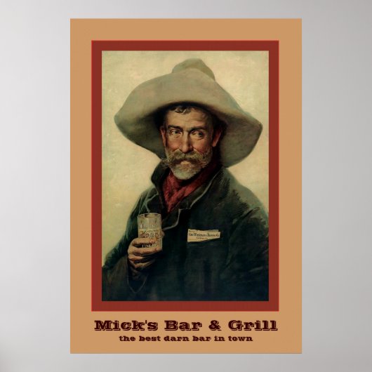 Vintag Cowboy Personalisiert Bar Poster (Vorne)