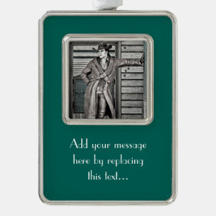 Vintag Cowboy Rahmen-Ornament Silber