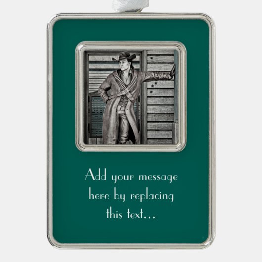 Vintag Cowboy Rahmen-Ornament Silber (Vorderseite)