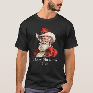Vintag Cowboy Santa Claus Land Frohe Weihnachten T-Shirt