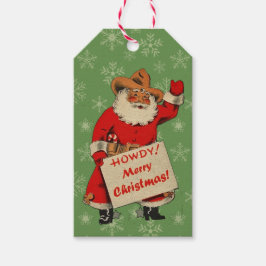 Vintag Cowboy Santa Geschenkanhänger