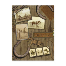 Vintag Cowboy Scrapbook Postkarte