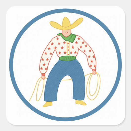 Vintag Cowboy-Sticker Quadratischer Aufkleber (Vorderseite)