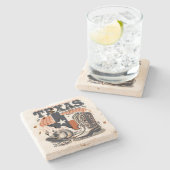 Vintag Cowboy Texas Steinuntersetzer (Seitenansicht)