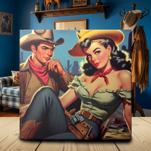 Vintag Cowboy und Cowgirl Fliese