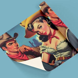 Vintag Cowboy und Cowgirl Geschenkpapier
