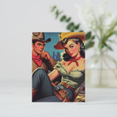 Vintag Cowboy und Cowgirl Postkarte (Stehend Vorderseite)