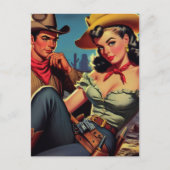 Vintag Cowboy und Cowgirl Postkarte (Vorderseite)