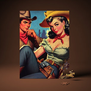 Vintag Cowboy und Cowgirl Puzzle