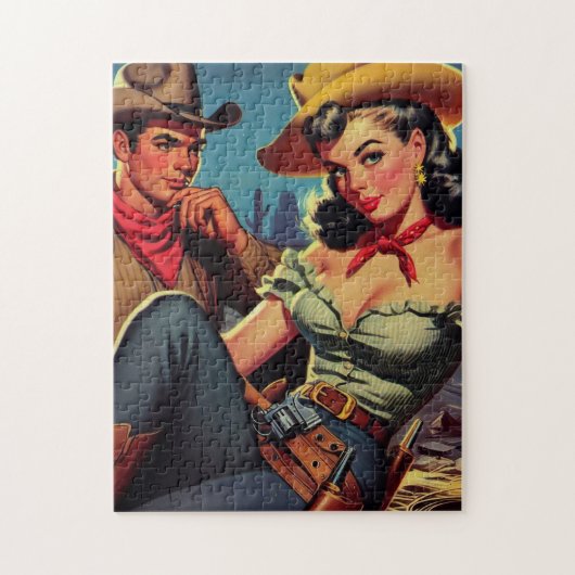 Vintag Cowboy und Cowgirl Puzzle (Vertikal)