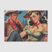 Vintag Cowboy und Cowgirl Seidenpapier (Vorderseite)