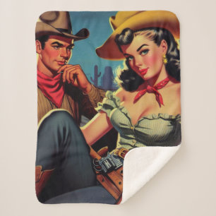 Vintag Cowboy und Cowgirl Sherpadecke