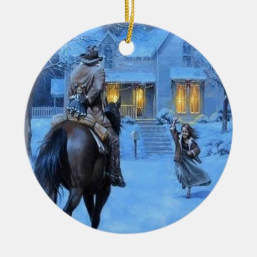 Vintag Cowboy Weihnachten Keramikornament (Vorne)