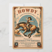 Vintag Cowboy Western Geburtstag Einladung (Vorderseite)