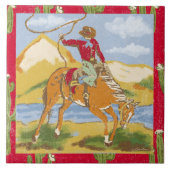 Vintag Cowboy Western Rodeo Wild West Fliese (Vorderseite)