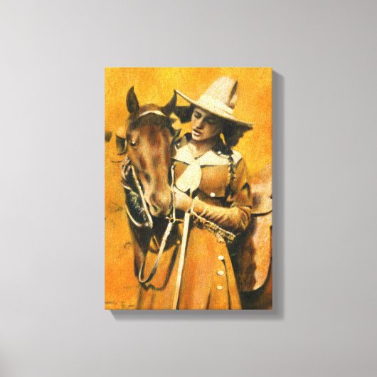 Vintag Cowgirl Canvas Print Leinwanddruck (Vorderseite)