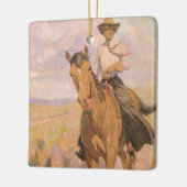 Vintag Cowgirl Cowboy, Woman on Horse von Dunton Keramikornament (Links)