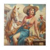 Vintag Cowgirl Fliese (Vorderseite)