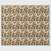 Vintag Cowgirl Geschenkpapier (Flach)