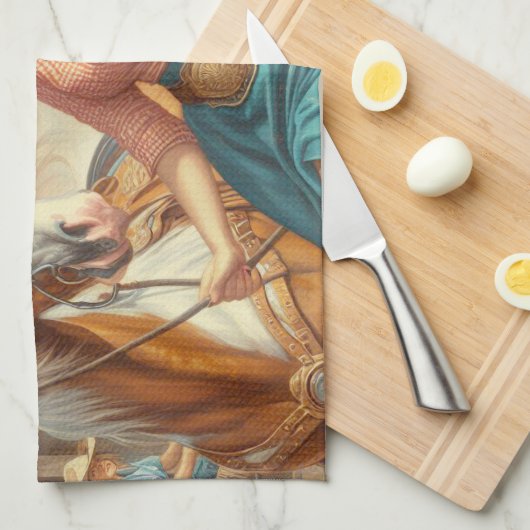 Vintag Cowgirl Geschirrtuch (Viertel Falte)