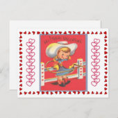 Vintag Cowgirl Lassos Your Heart Valentine Postkarte (Vorne/Hinten)