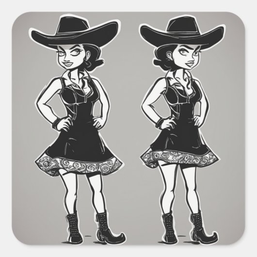 Vintag Cowgirl LBD Aufkleber (Vorderseite)