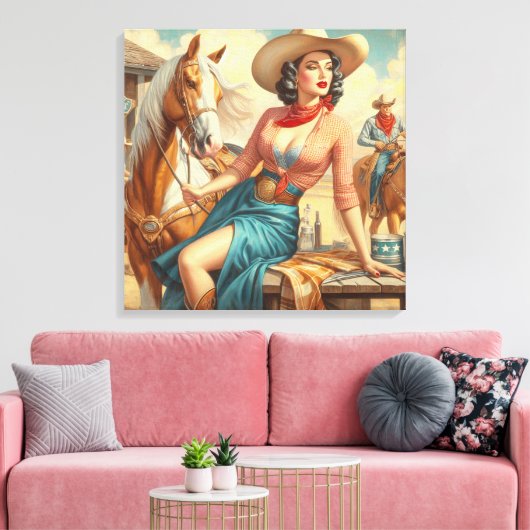 Vintag Cowgirl Leinwanddruck (Insitu (Wohnzimmer))
