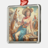 Vintag Cowgirl Ornament Aus Metall (Links)