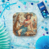 Vintag Cowgirl Pappteller (Party)