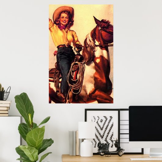 Vintag Cowgirl Poster (Heimbüro)