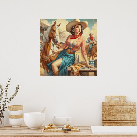 Vintag Cowgirl Poster (Küche)