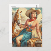 Vintag Cowgirl Postkarte (Vorne/Hinten)