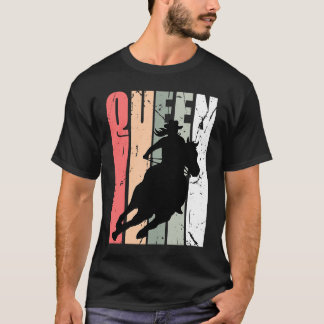 Vintag Cowgirl Queen Rodeo Women Barrel Racer Bir T-Shirt