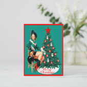 Vintag Cowgirl Red Boots W/Tree PC Postkarte (Stehend Vorderseite)