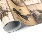 Vintag Cowgirl Rodeo Historic Foto Collage Geschenkpapier (Rolleneckpunkt)