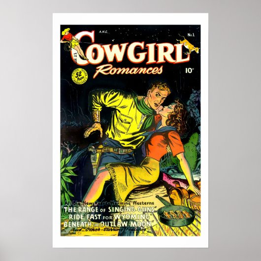 Vintag Cowgirl Romances Gunslinger Poster (Vorne)