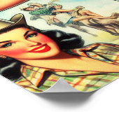 Vintag Cowgirl Seamless Illustration Poster (Ecke)