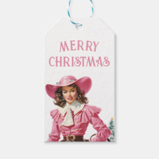 Vintag Cowgirl Weihnachtsfest Geschenkanhänger