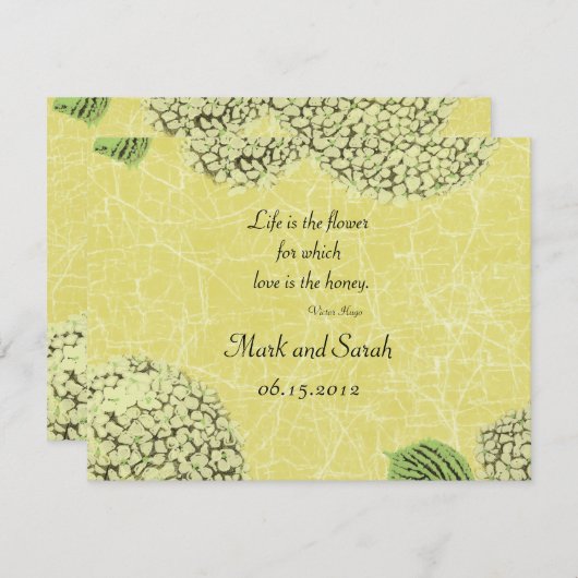 Vintag Crackle Hydrangeas UAWG RSVP Karte (Vorne/Hinten)