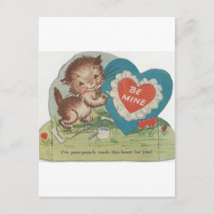 Vintag Crafty Kitten Valentine Feiertagspostkarte