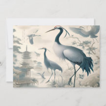 Vintag Cranes Crane Birds Wallpaper