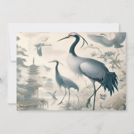 Vintag Cranes Crane Birds Wallpaper Einladung