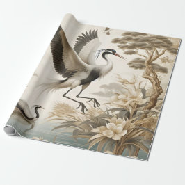 Vintag Cranes Crane Birds Wallpaper Geschenkpapier