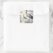 Vintag Cranes Crane Birds Wallpaper Quadratischer Aufkleber (Tasche)