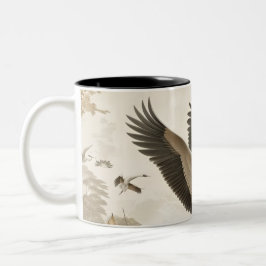 Vintag Cranes Crane Birds Wallpaper Zweifarbige Tasse
