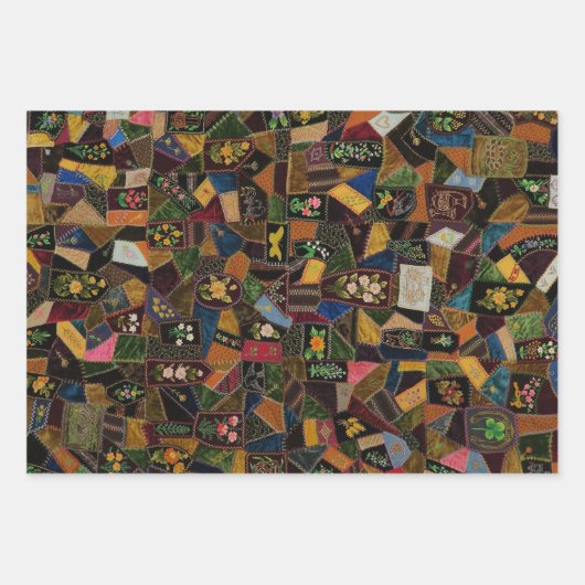 Vintag Crazy Quilt Geschenkpapier Set (Vorderseite 3)